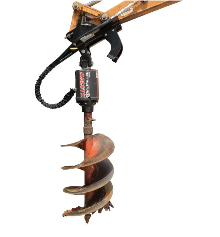 Auger Attachment for MidSize Excavator Rentals Unlimited